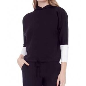 NEW ILTM annie stripedarmband cropped hoodie in black